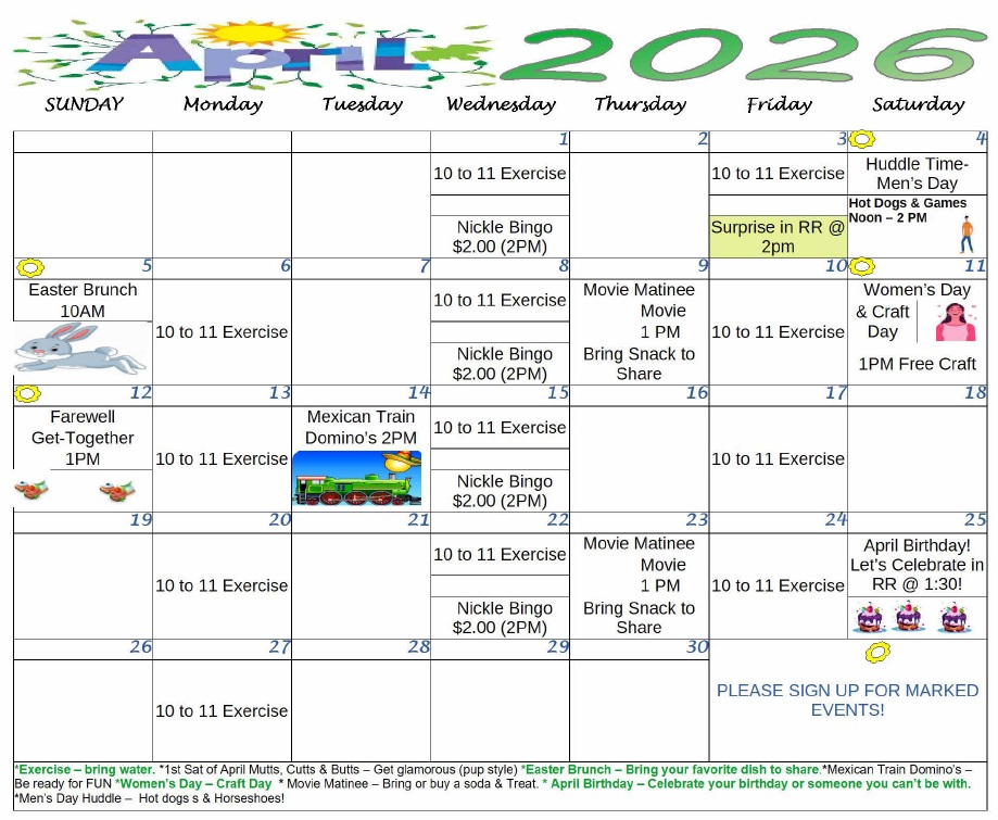 APRIL 2026 Calendar